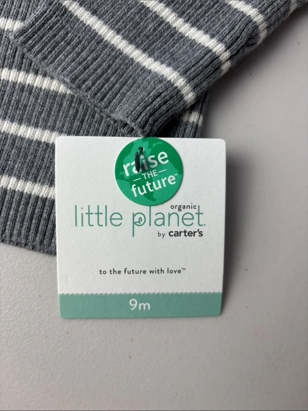 NWT Carter's Little Planet Gray & White Striped Baby Sweater